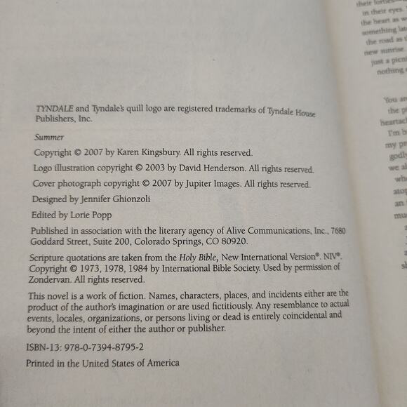 Summer by‎ Karen Kingsbury - Baxter Sunrise Series #2 - HCDJ - Picture 10 of 14
